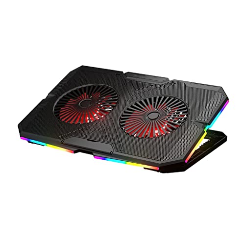Muhtr ゲーミングノートパソコンクーラーファン 7 高さ調節可能なノートブック冷却ベース USB 駆動ターボ RGB ファンヒートシンク 11 11-18