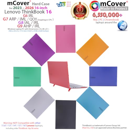 mCover 2023-2026 16インチ Lenovo ThinkBook 16 G6 / G7 / G8 / G9 シリーズ Windows ノートブック PC (他のLenovoモデルには適合しません) - ピンク G9-Pink