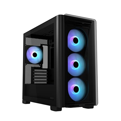ASUS A23 Plus TG ARGB ブラック microATX (ARGBファン、メッシュフロントパネル、隠しポートマザーボード対応、360mmラジエーター、380mmグラフィックス、ブラック) 90DC00K0-B19010