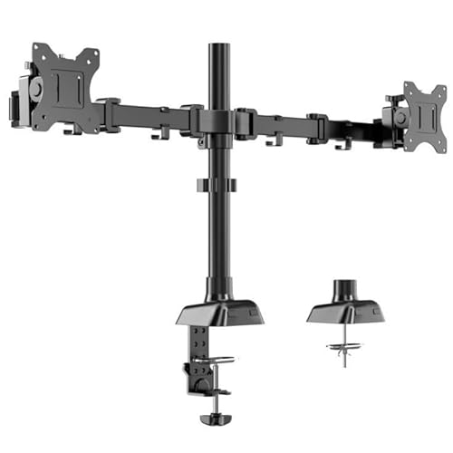 VIPIH デュアルモニターアーム 2画面 17-27インチ 180°回転 ディスプレイスタンド VESA 75x75/100x100 各アーム 耐荷重9kg ブラック W001-A208~FBA012AMZJP