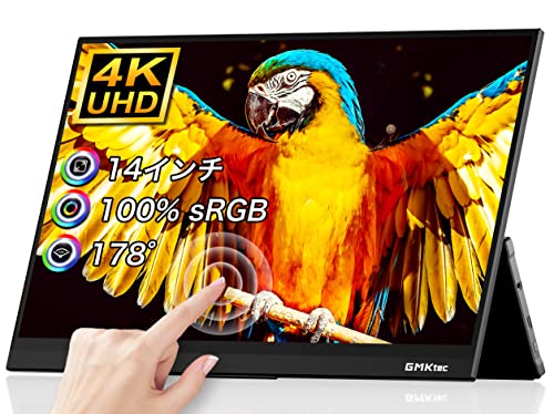 GMKtec モバイルモニター 4k 14インチ GMKtec モバイルディスプレイ Adobe100％色域10タッチパネル IPS液晶 USB Type-C CNCフルメタル 軽量 ミニPC/ミニHDMI/PS5/XBOX/スイッチ/PC対応 PSE認証取得