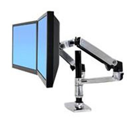 Ergotron エルゴトロン LX モニターアーム デスクマウント デュアル 縦/横型 2画面 シルバー 24インチ(6.4~18.1kg)まで VESA規格対応 ノートPC用アクセサリ付属 45-248-026