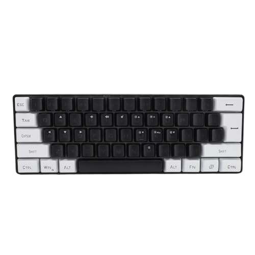 Wisoqu ポータブル60%メカニカルゲーミングキーボード、61キーRGBバックライトUSBキーボード、人間工学に基づいたデザイン、PC旅行用のUSB有線キーボード(ブラックホワイト) Wisoquh947qvumgp-12