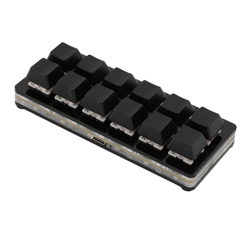 Pomya メカニカルゲーミングキーボード、アクリルABSメモリ機能12キーゲーミングキーボードPC用プログラム可能 (黒) Pomya0xd1k4mqr6-12