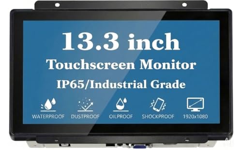 RIUIIN 13.3インチ オープンフレーム 静電容量式タッチスクリーンモニター 1920x1080 解像度 16:9 アスペクト比防水 VESA+パネルマウント キオスク オートメーション POS 自動化 HMI デジタルサイネージ用 7x24時間作業 RS133