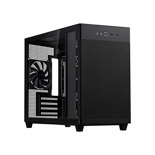 ASUS Prime AP201 ブラック Micro ATX 強化ガラスエディション 最大338mmのグラフィックスカード、360mmクーラー、ATX PSU、工具不要のサイドパネル、強化ガラス製サイド&フロントパネルUSB Type-Cに対応 AP201/BLK/TG