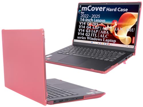 mCover 2021-2025 14インチ Lenovo V14 G2 / G3 / G4 / G5 シリーズ Windows ノートPC (180°ヒンジ付き、他のLenovoモデルには適合しません) - ピンク G5-Pink