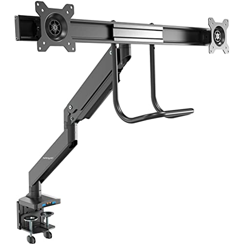 StarTech.com デュアルモニターアーム クランプ グロメット式 水平可動式 高さ固定タイプ 17-32インチ VESA規格ディスプレイ 2x USB 3.0ポート搭載 スターテック Startech