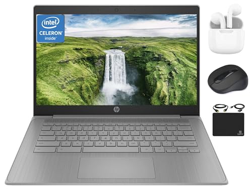 HP Chromebook Thin Laptop Student Business 2024, 14" HD Display, Quad-Core Intel 2024 Newest HP 14" Chromebook