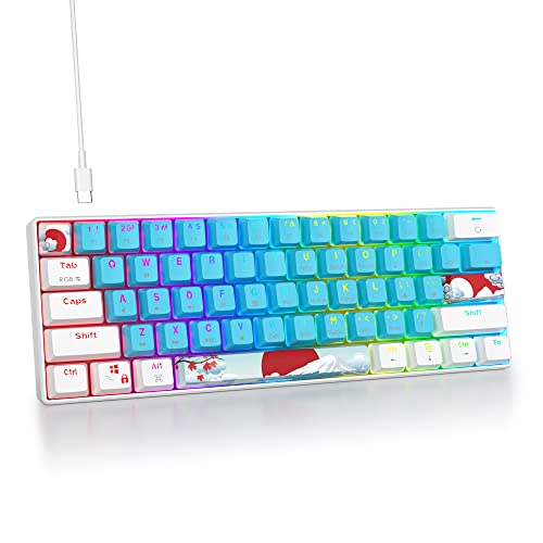surmen 60%メカニカルゲーミングキーボード RGBコンパクト有線キーボード 60%バックライト アンチゴースト Windowsノートパソコン用 (61ブルー)