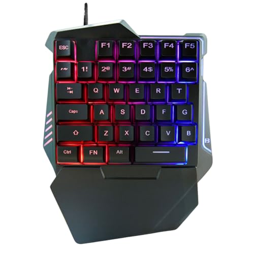 Flasmo ゲーミングキーボード 片手キーボード 左手 片手用 キーボード ゲーミング パッド 有線 パームレスト付 FPS 35キー 光る 有線USB接続 ブラック