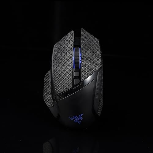 Hokeyio グリップテープ Razer Basilisk X HyperSpeed、Basilisk Ultimate & V2用 - 滑り止め、強化されたコントロール、汗を吸う、ソフトレザー、FPSゲームグリップを向上 [カット済み] ブラック 薄型 0.3mm