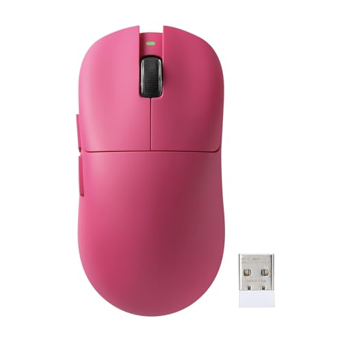 YUNZII M1 ワイヤレスゲーミングマウス 3モード（2.4GHz/Bluetooth/有線） ゲーミングマウス PAW3311センサー搭載 10000DPI 充電式ワイヤレスマウス 5つプログラマブルボタン付き Win & Macでソフトウェアカスタマイズ可能 (ピンク)