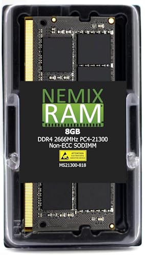NEMIXRAM NEMIX RAM 8GB (1X8GB) DDR4 2666MHZ PC4-21300 1Rx8 1.2V CL19 260-ピン ノンECC SODIMM アンバッファード ノートパソコン コンピューターメモリ Samsung M471A1K43CB1-CTD 対応