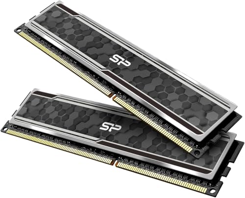 Silicon Power Value Gaming DDR4 RAM 16GB (2x8GB) 3200MHz (PC4 25600) 288ピン CL16 1.35V UDIMM デスクトップメモリモジュール ヒートシンク付き グレー SU016GXLZU320BDAJ5