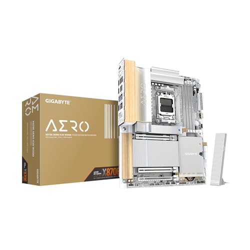 GIGABYTE X870E AERO X3D Wood AMD AM5、ATX、AMD Ryzen 9000/8000/7000シリーズプロセッサ、DDR5、16+2+2トータルパワーフェーズ、4X M.2、PCIe 5.0、USB4 Type-C、WIFI7、デュアル5GbE LAN対応