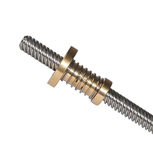 Reland Sun T8 ネジ 銅ナット 2mm クリアランスとバックラッシュナット 台形 ステンレススチールねじ リード 8mm (500mm ナット付き)