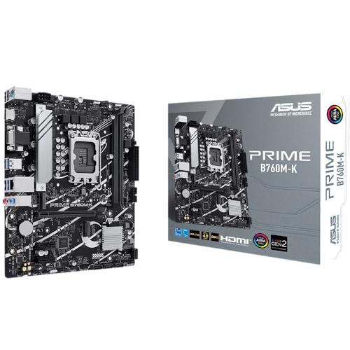 ASUS Prime B760M-K Intel B760 LGA1700 DDR5 8000 HDMI VGA デュアル M2 USB3.2 Aura RGB 2.5Gbit LAN mATX ASUS 5X プロテクション III、アーマリークレート、AI Suite 3。 90MB1FI0-M1EAY0