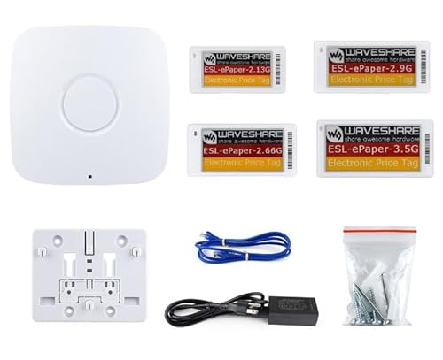 TUOPUONE 電子棚札シリーズキット、ESL-Gateway-APベースステーション、2.13インチ/2.66インチ/2.9インチ/3.5インチドットマトリックス電子ペーパーディスプレイおよびその他のアクセサリ付きバンドル（ESL-Eval-Kit）
