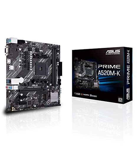 ASUS Prime A520M-K AMD AM4 (?3??Ryzen) ????ATX ?????? (ECC????M.2?? 1Gb ???????M.2 USB 3.2 Gen 1 Type-A?HDMI 2.1 4K@60Hz?D-Sub) Prime A520M-K AM4