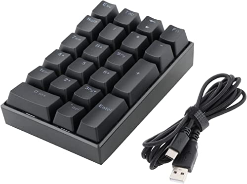 Morydovs K23ミニNUMPAD LEDバックライト数字キーパッドUSB-Cオフィスホーム使用21キー - 赤いスイッチ htt168