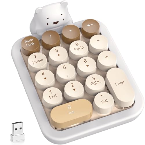 Mofii かわいい カラフル ワイヤレス ナンバーパッド シリコンカバー&かわいいクマの飾り付き 2.4GHz 安定したワイヤレス 財務会計拡張 (ミルクティーカラフル)