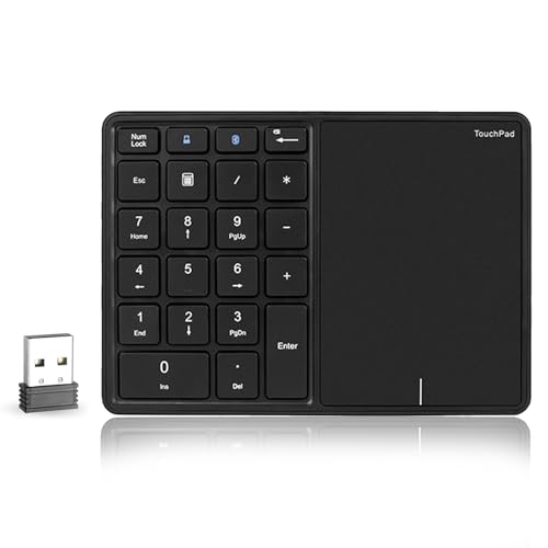 LICAEVEY コードレステンキーパッド、22キーBTナンバーパッド、タッチパッド付き、USB C充電式テンキーパッド、Win対応、Android、OS X用(ブラック) LICAEVEYdbhgfkiy15-11