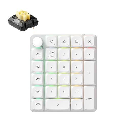 Keychron 【国内正規品】Keychron K0 Max QMK対応 ワイヤレスカスタム数字キーパッド RGBバックライト/ホットスワップ対応/2.4GHz & Bluetooth 5.3接続/1000Hzポーリングレート/ノブ付き/Keychron Milk POMスイッチ・バナナ軸 ホワイト