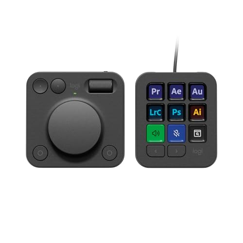 logitech (Logicool) MX Creative Console 左手デバイス キーパッド ダイヤルパッド LCDキー 動画編集 写真編集 Adobe Photoshop Illustrator Premiere Pro DaVinci Resolve グラファイト 黒 KXCCGR 920-012660 [海外パッケージ品]