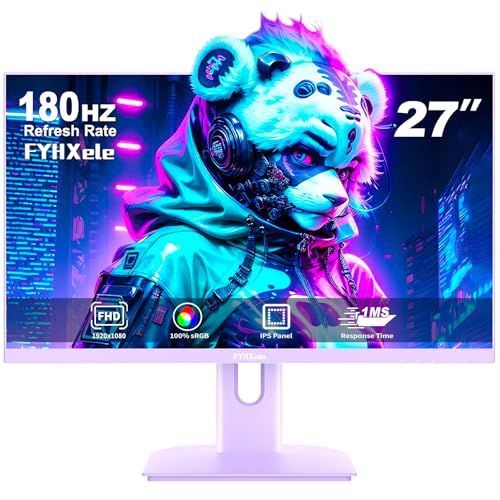 FYHXele 27インチゲーミングモニター、165Hz Fhd 1080Pコンピューター、クイックIPパネルPC Srgb100%、1Ms、ディスプレイポート/Hdmi/アイプロテクション/ウォールマウント対応 - パープル FY27FHPU