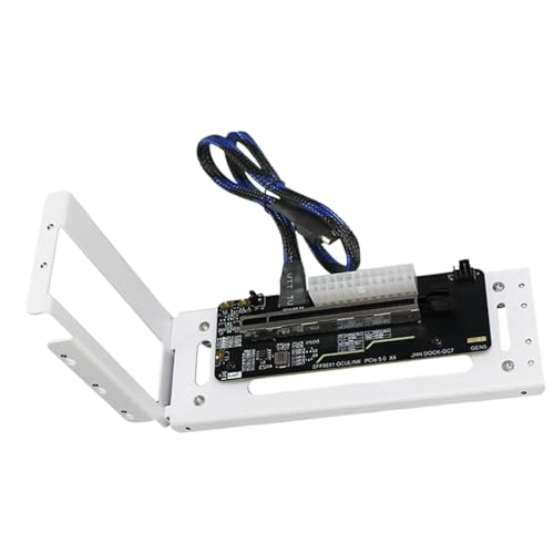 AsrMyjcx 外付けグ​​ラフィックカードGPUドックアダプター、スタンドブラケット付き簡単電源供給、金属製, 白