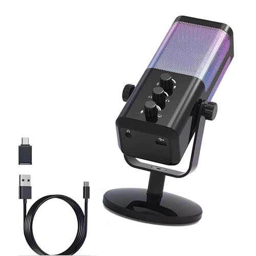 Ldabrye スタジオグレード USBマイク 192kHz 取り外し可能なケーブル カラー効果 ノイズリダクション ストリーミング USB コンピューターマイク