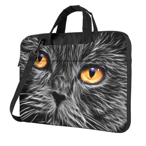 Zateem スリムコンピュータバッグ 猫柄 取り外し可能なショルダーストラップ付き軽量ラップトップトートバッ学校の出張に使用 KHIY074