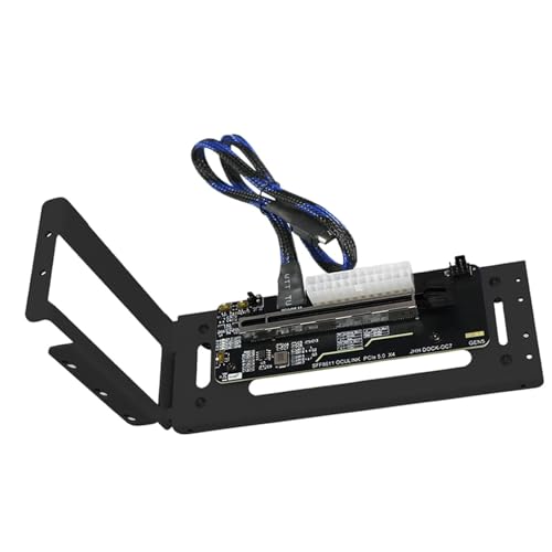 AsrMyjcx 外付けグ​​ラフィックカードGPUドックアダプター、スタンドブラケット付き簡単電源供給、金属製, 黒