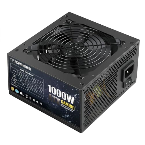 T.F.SKYWINDINTL 1000W 電源 ゲーミング PSU 80 プラス ゴールド スタンダード ATX 非モジュラー コンピューター電源 120mm FDB ベアリングファン デスクトップPC用 24ピン ケーブル ATX1000W