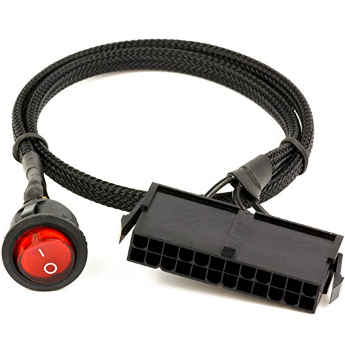 CRJ Electronics CRJ 24ピン ATXレッドLED電源 オン/オフスイッチ ジャンパーブリッジケーブル、ブラック スリーブ 22インチ CRJ Electronics CRJ 24ピン ATXレッドLED電源 オン/オフスイッチ ジャンパーブリッジケーブル、ブラック スリーブ 22インチ