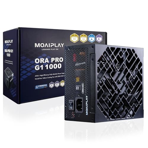 MOAIPLAY ORA PRO G1 1000 完全モジュラーATX電源、ウルトラサイレント148mmファン、PCIe 5.1 & ATX 3.1、Cybenetics Gold、12V-2x6コネクタ、静音ゲーミングPSUブラック MOPRG01K0FFB