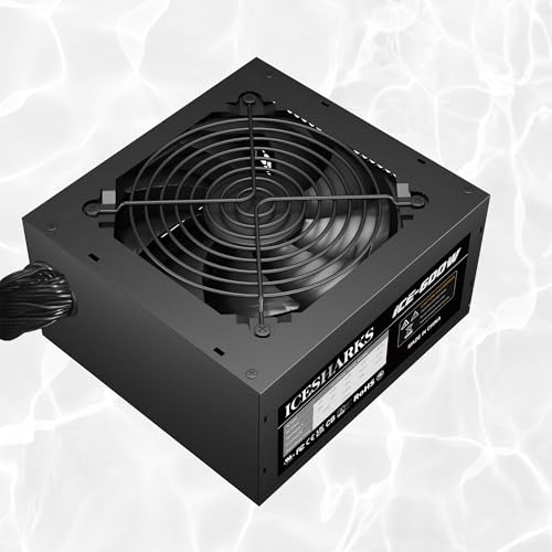 ICESHARKS ATX 非モジュラー 600W 電源 自動熱制御 120mm ファン付き コンパクト 150mm サイズ ブラック ICESHARKS 5年保証