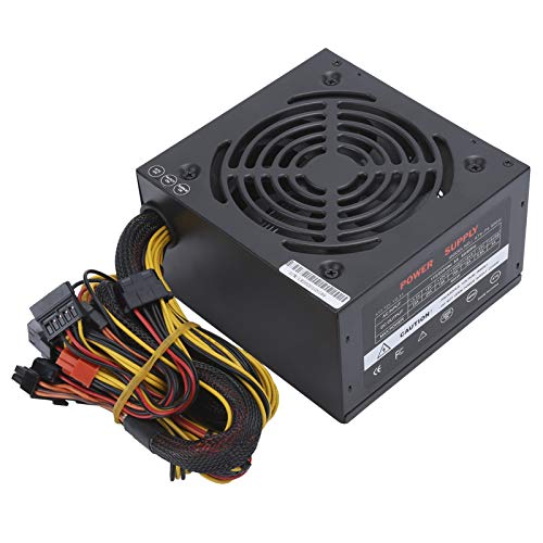 ASHATA 600W コンピューター電源、ATX 24-PIN PC 電源 デスクトップ ミュート ファン付き 手動 調整可能 115/230V (米国のプラグイン)