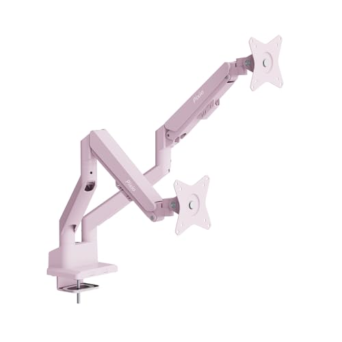 Pixio 【5年保証付き】Pixio PS1D Wave Pastel Pink モニターアーム デュアル パステルピンク 2画面 上下 ガススプリング かわいい 32インチ 対応 PSW1DPK