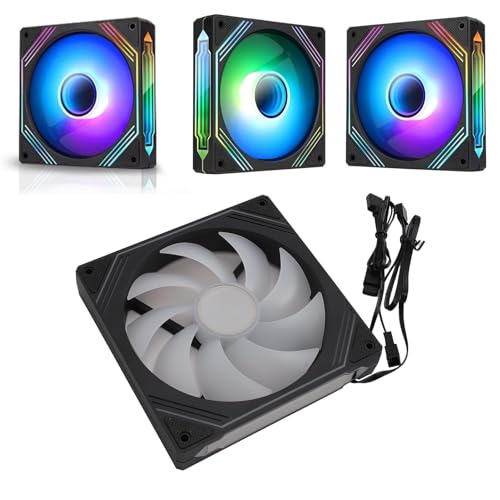 Acogedor ARGB CPU ファン、140mm ARGB ケースクーラーファン、5V 3Pin コネクタ RGB ライト同期、マザーボード、PC ケース、CPU 液体クーラー用 (レギュラーブラック) Acogedormdsgytcurp-11