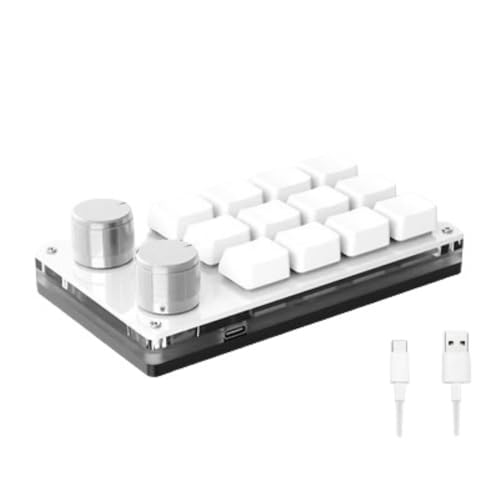 Vilom USB ミニキーパッド プログラマブル メカニカル ゲーミングキーボード 高速入力・正確な操作 ゲーム・作業効率向上 コンパクト設計 (【有線モデル】セラミックホワイト 12鍵 + 2ノブ)