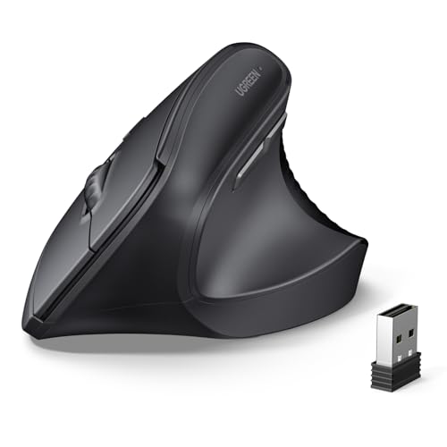 UGREEN ワイヤレス マウス Bluetooth & 2.5G 無線マウス 縦型 人間工学デザイン 6ボタン 【戻る/進むボタン搭載】 静音