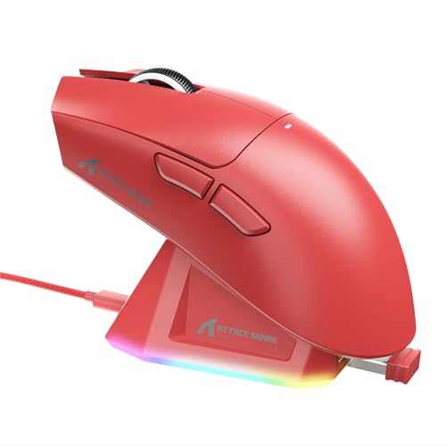 MAMBASNAKE ×ATTACK SHARK X11 超軽量ゲーミングマウス 60g RGBマグネット充電スタンド 3モード接続 2.4Ghz/Bluetooth/Type-C ダブルBluetoothチャンネル 6レベルDPI切替 PAW3311センサー HUANOスイッチ Broadcomコントローラー 省エネ 人間工学デザイン レッド