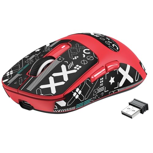 A.JAZZ x ATTACK SHARK X3 ゲーミングマウス 超軽量49g ワイヤレス2.4 G/Bluetooth/有線Type-C 滑り止めシール付き オリジナル位相PAW3395センサー 最高クラス精度26000DPI持ち DIY 持ち運びに便利 TTCエンコーダー kaihuaスイッチ マウス 200時間のバッテリー連続使用可能 PC/Mac対応 E-sports & FPS用 赤