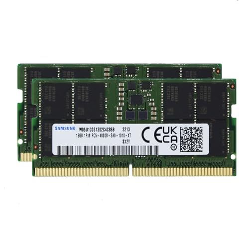 サムスン Samsung 32GB (2x16GB) DDR5 4800MHz PC5-38400 SODIMM 1Rx8 シングルランク CL40 1.1v 262pin Non-ECC M425R2GA3BB0-CQK ノートパソコン ノートパソコン RAM メモリアップグレード