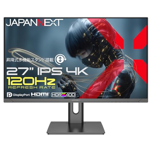 JAPANNEXT 【Amazon.co.jp限定】JAPANNEXT 27インチ IPSパネル搭載 120Hz/1ms(MPRT)対応 4K(3840×2160)解像度 ゲーミングモニター JN-iA27G120U2-HSP HDMI2.1 DP sRGB:100% HDR400相当 PS5 4K:120Hz接続 VRR 高さ調整 ピボット(縦回転)【2年保証】