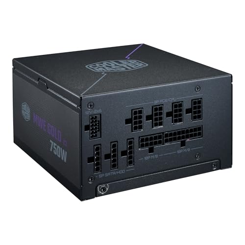 Cooler Master MWE Gold 750 V3 フルモジュラー電源、750W、80+ ゴールド、ATX 3.1 90° PCIe 5.1、デザイン レディ Nvidia RTX 5070 Ti AMD RX 9070 XT、ゼロRPMモード、六角形ファンカバー、10年間 MPX-7503-AFAG-2BUV