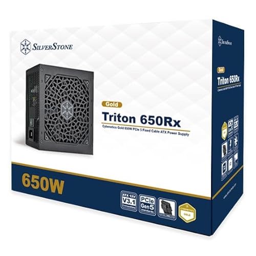 SilverStone Technology Triton 650Rx - 650W PCIe Gen 5 固定ケーブル ATX 電源、SST-TR650R-GF SST-AX0650FCGD-A