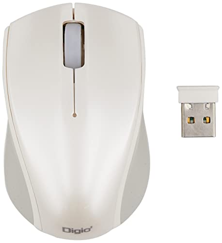 ナカバヤシ (Nakabayashi) Digio2 無線 マウス 小型 3ボタン BlueLED ホワイト Z8483